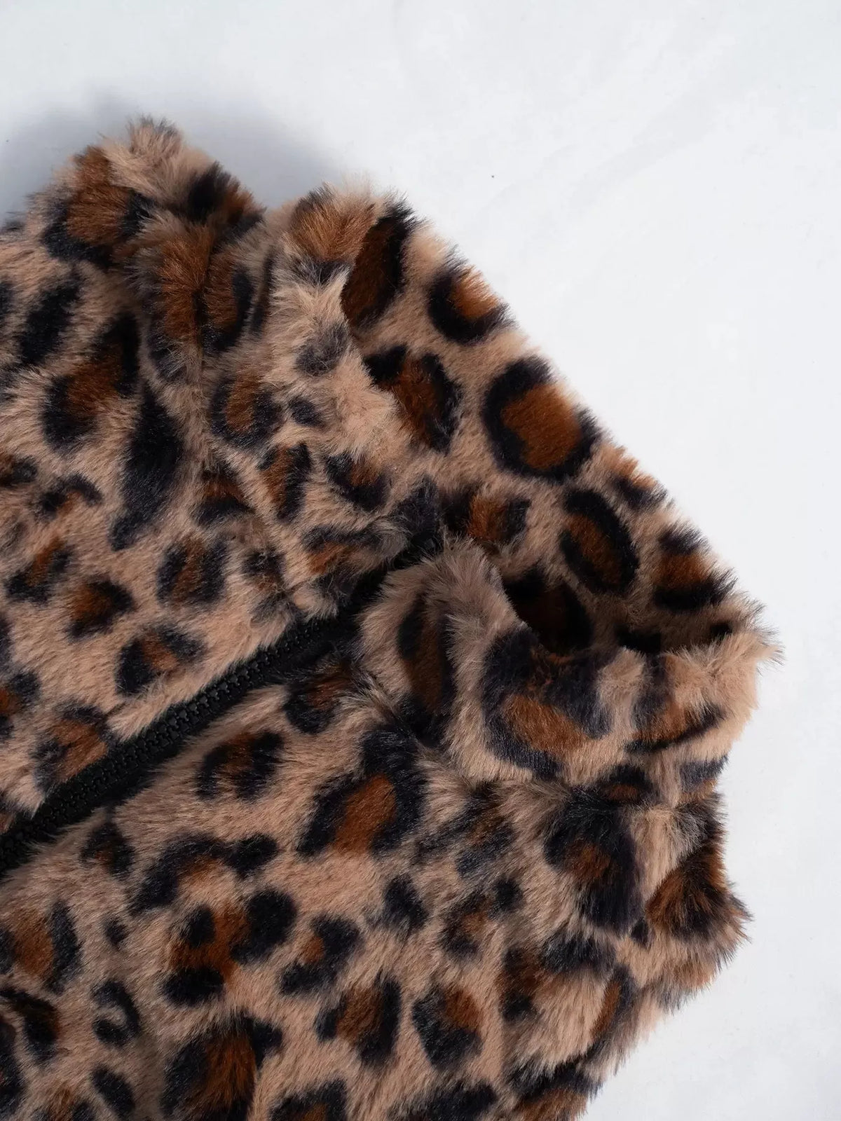 Leopard Zip Up Faux Fur Cropped Vest Coat - Lilixa.store