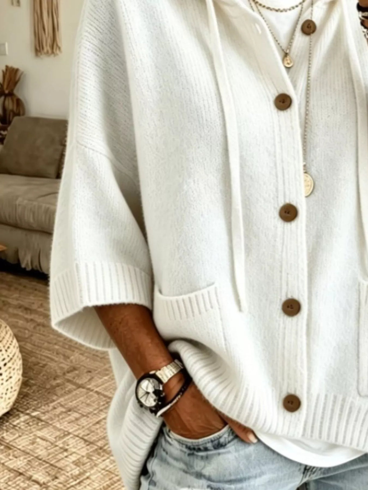 Full Size Hooded Button-Down Knit Cardigan Plus Size, view 10