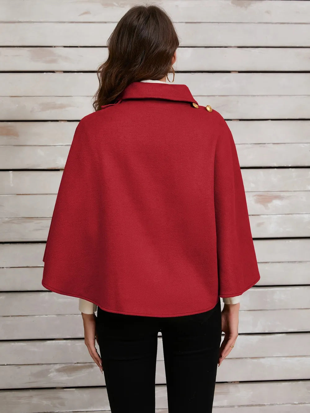 Collared Neck Cropped Cape - Lilixa.store