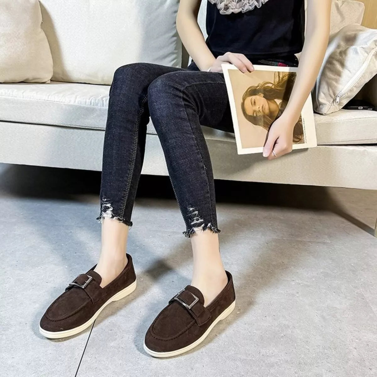 Round Toe Flats Slip-Ons, view 7