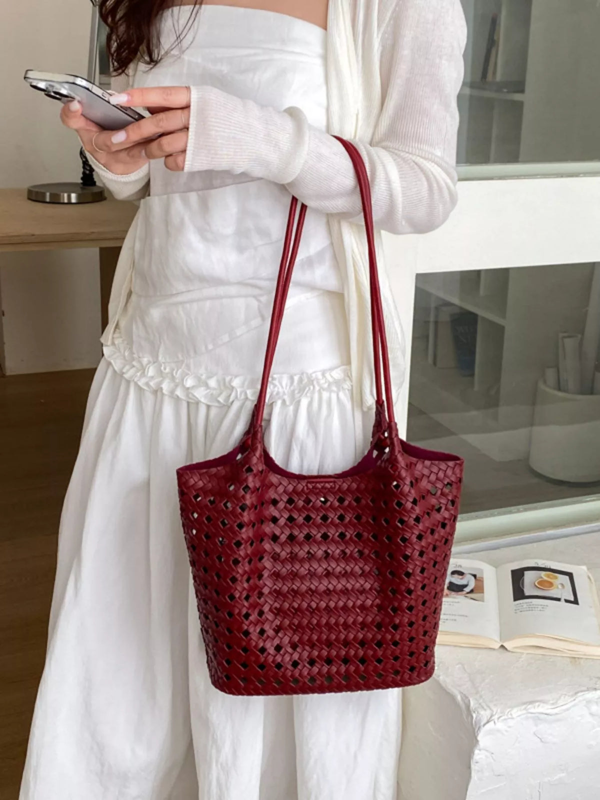 Woven Leather Shoulder Bag - Lilixa.store