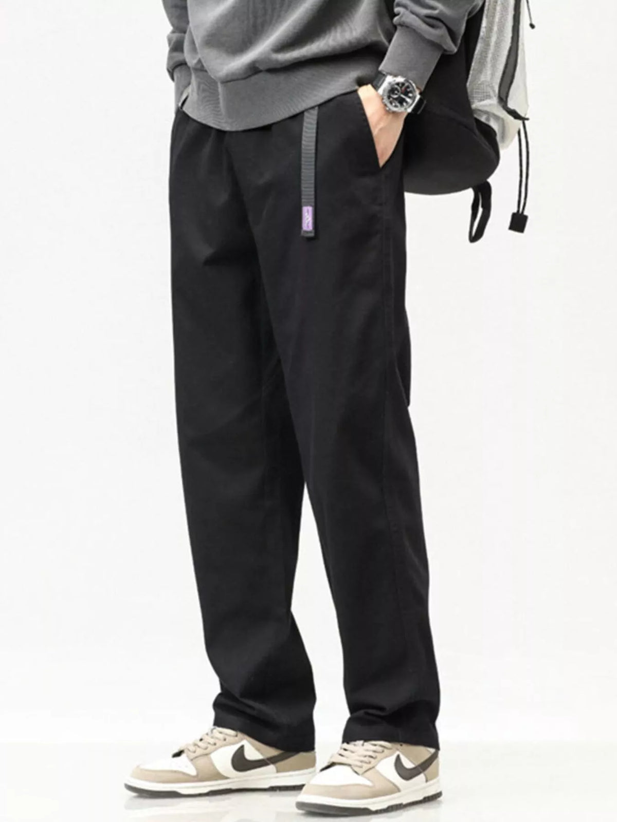 Men's Casual Loose Fit Pants in Black
