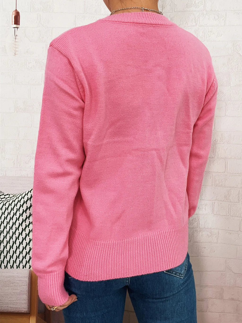 Button-Front Cardigan with Colorful Detail Buttons - Lilixa.store