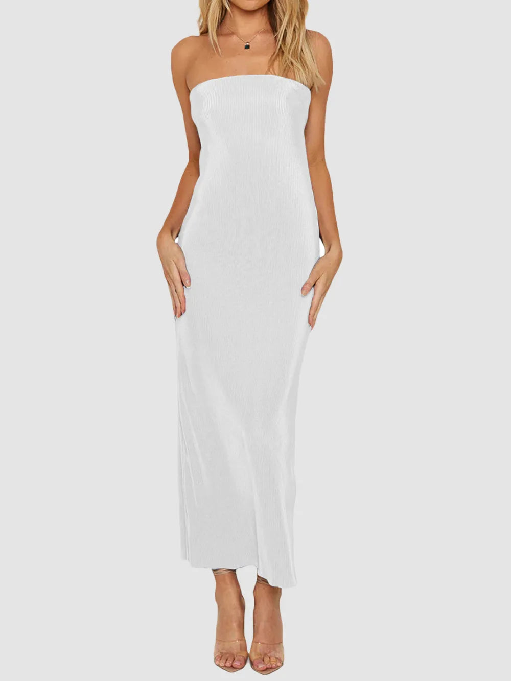 Lace-Up Back Tube Maxi Dress - Lilixa.store