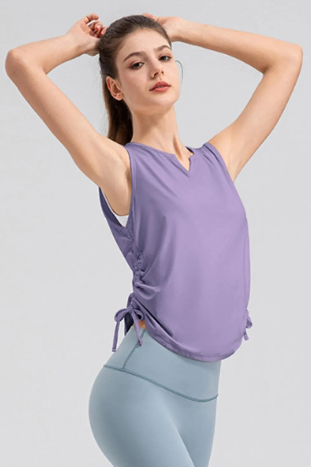 Notched Wide Strap Active Tank - Lilixa.store