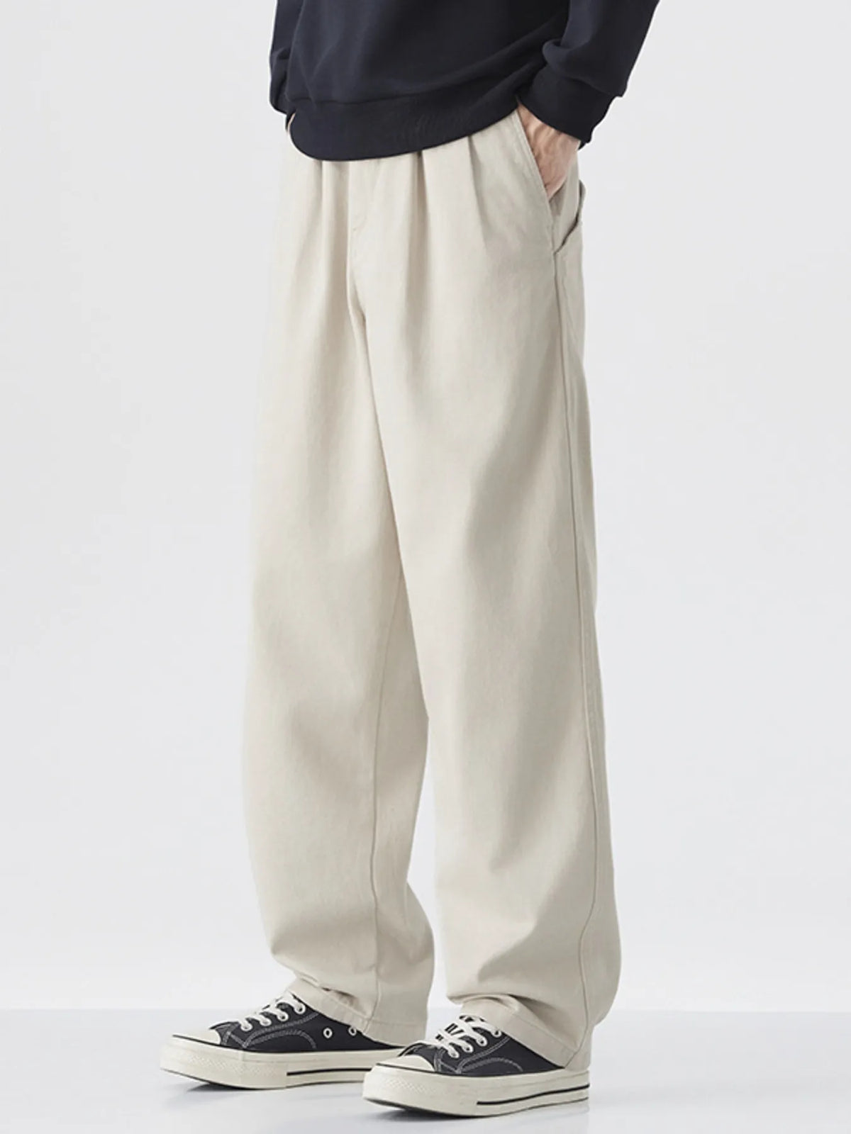 Men's Wide-Leg Casual Pants in Beige