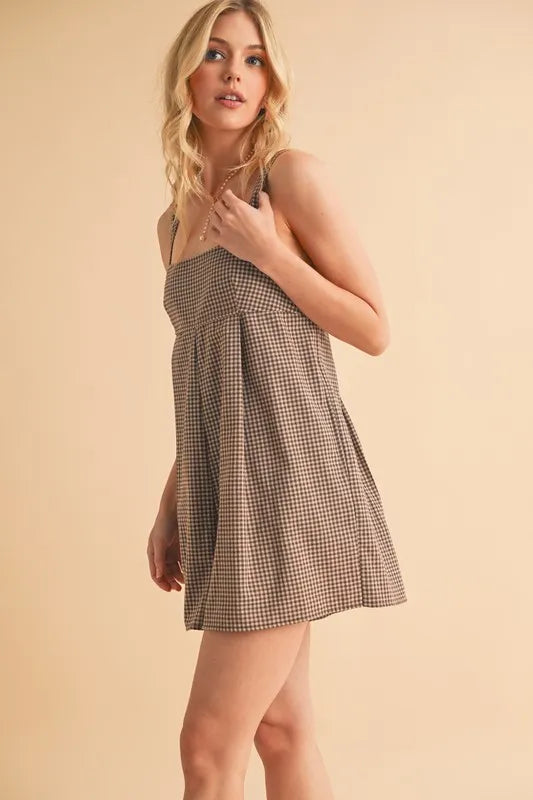 Aemi+Co Plaid Square Neck Romper - Lilixa.store