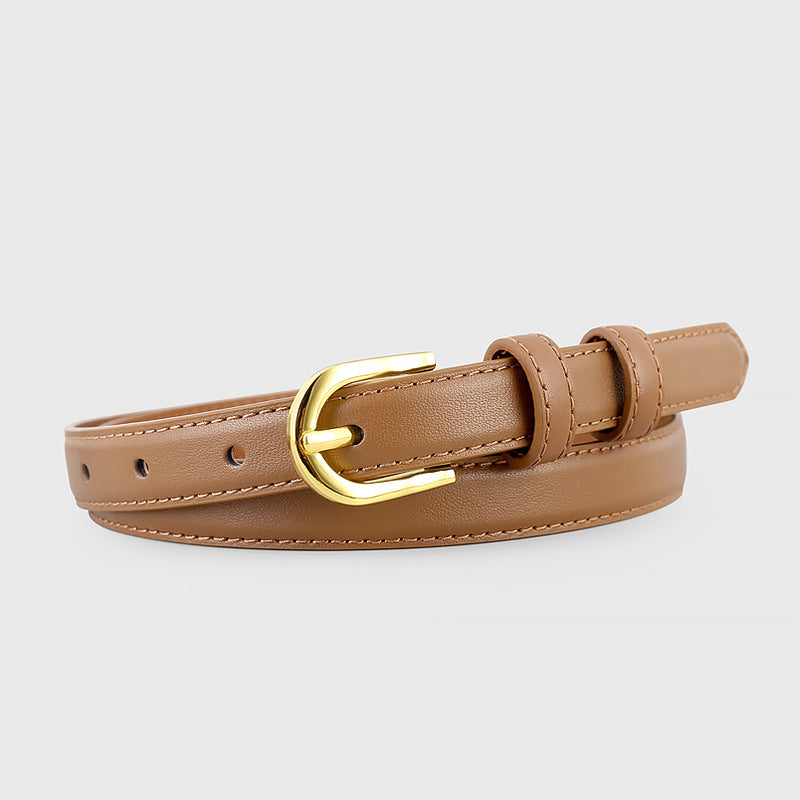 Leather Belt with Golden Buckle - Lilixa.store