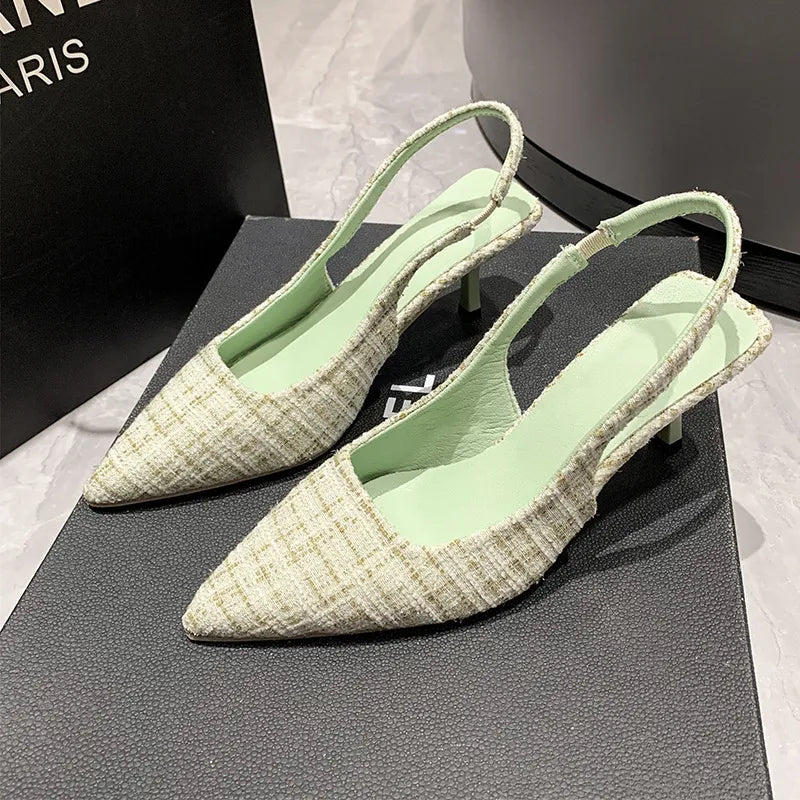 Point Toe Kitten Heel Slingback Pumps - Lilixa.store