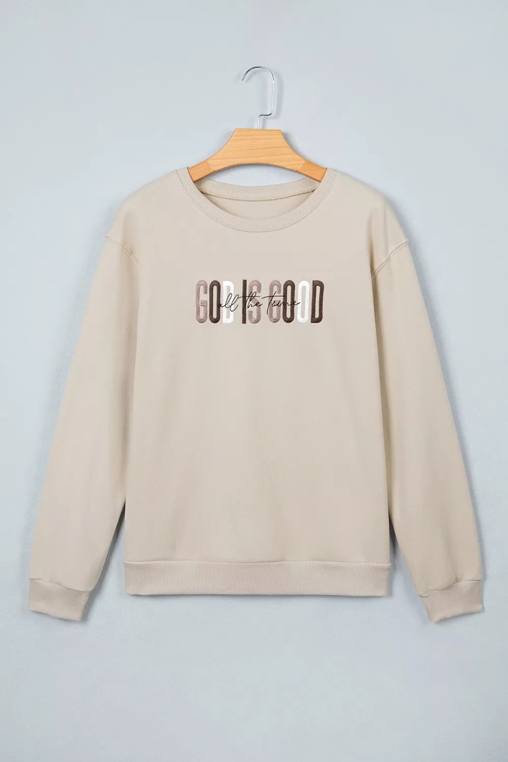 God Is Good Letter Graphic Crew Neck Sweatshirt - Lilixa.store
