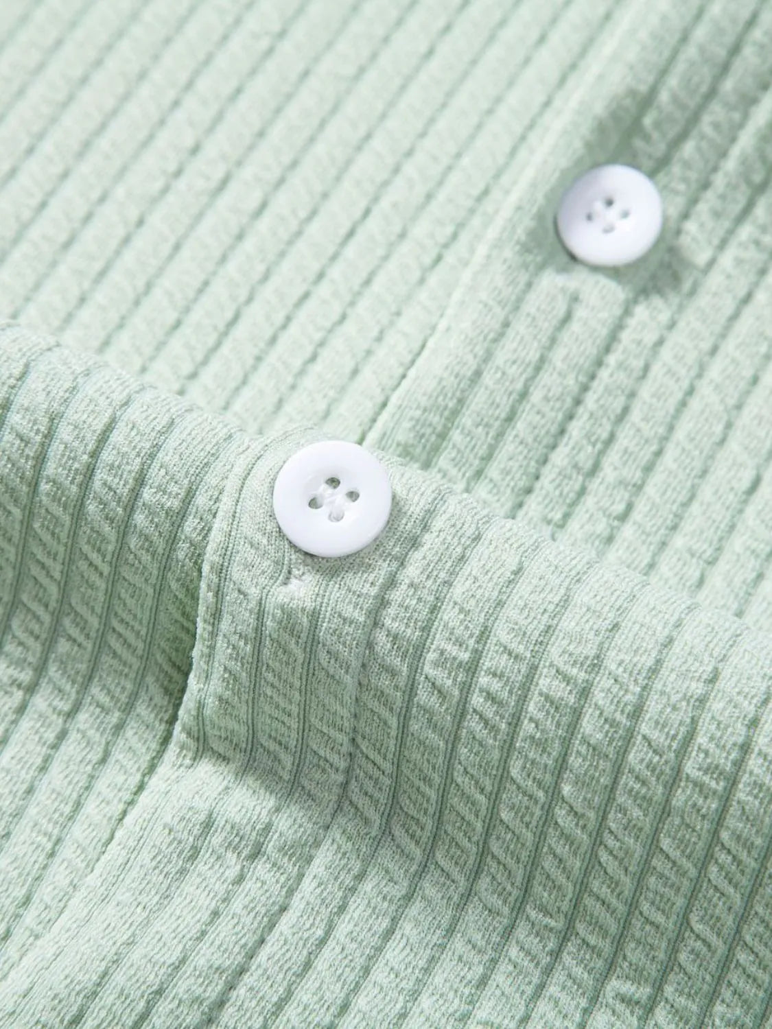 Men's Ribbed Short Sleeve Shirt and Shorts Set in Green, view 12