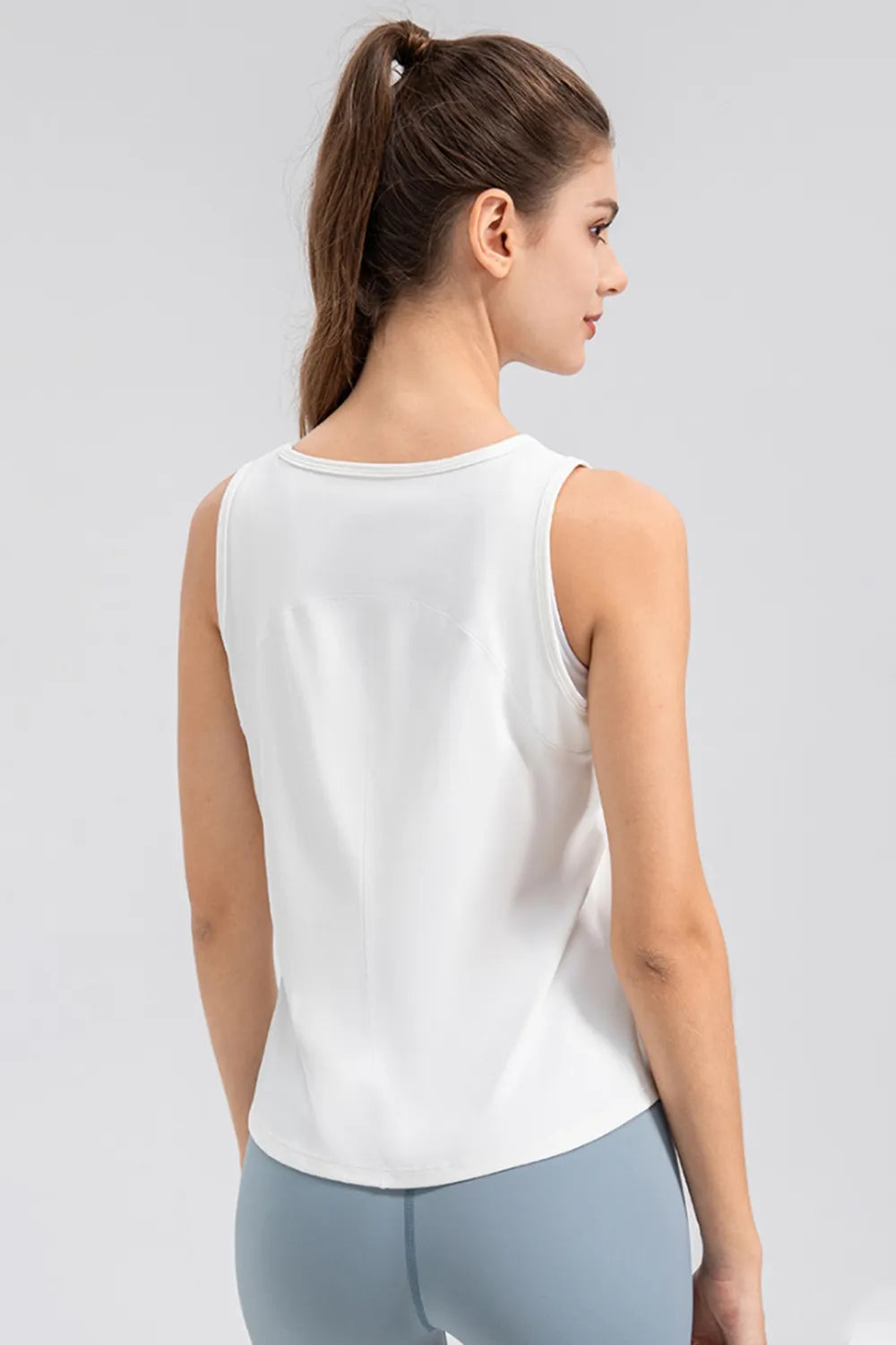 Wide Strap Round Neck Active Tank - Lilixa.store