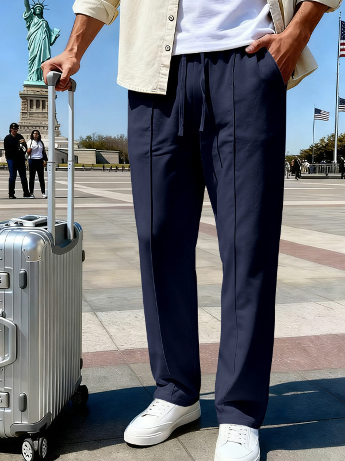 Men's Full Size Drawstring Straight Leg Pants Plus Size