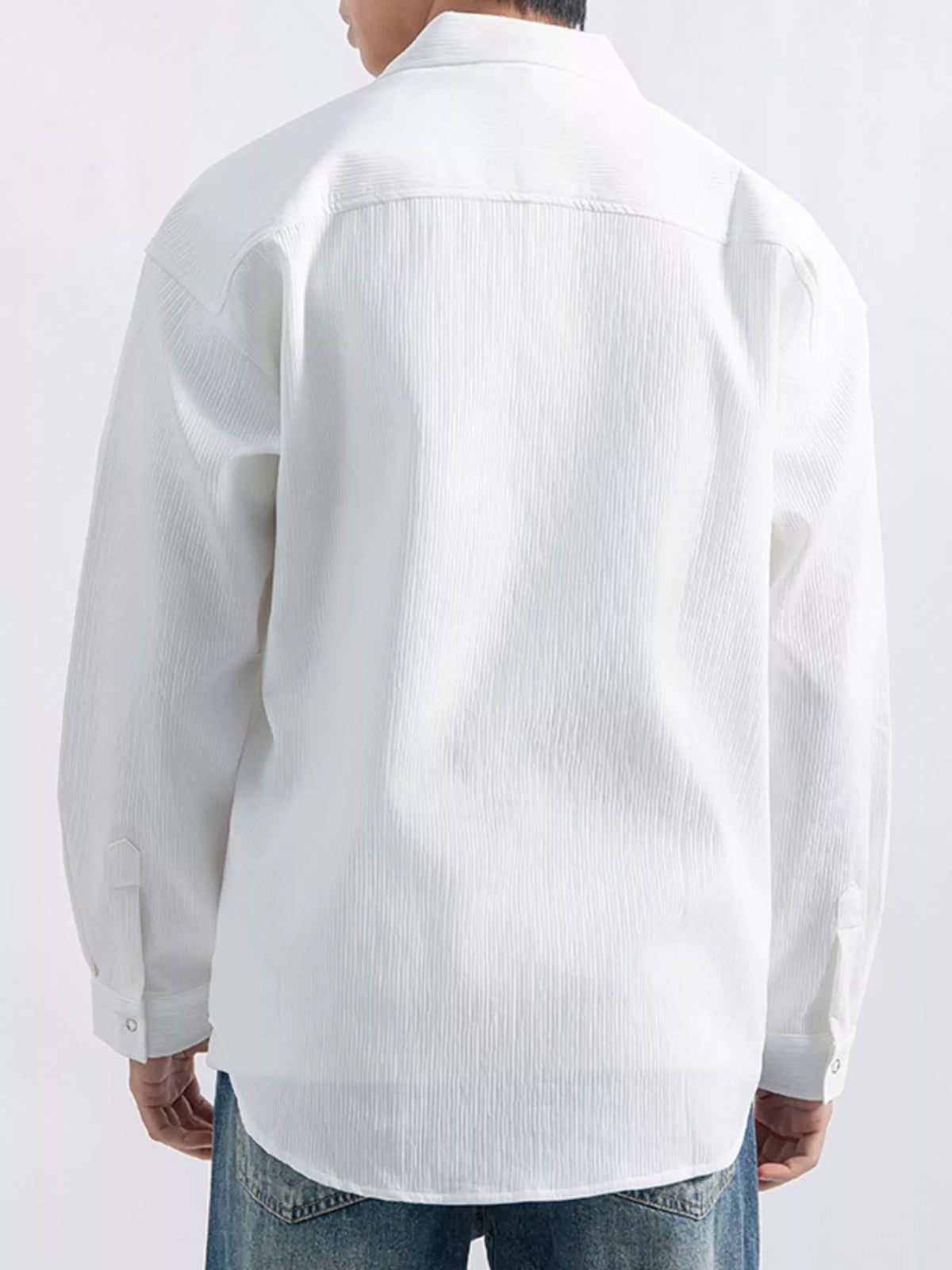 Men's Plus Size Casual Textured Button-Down Shirt