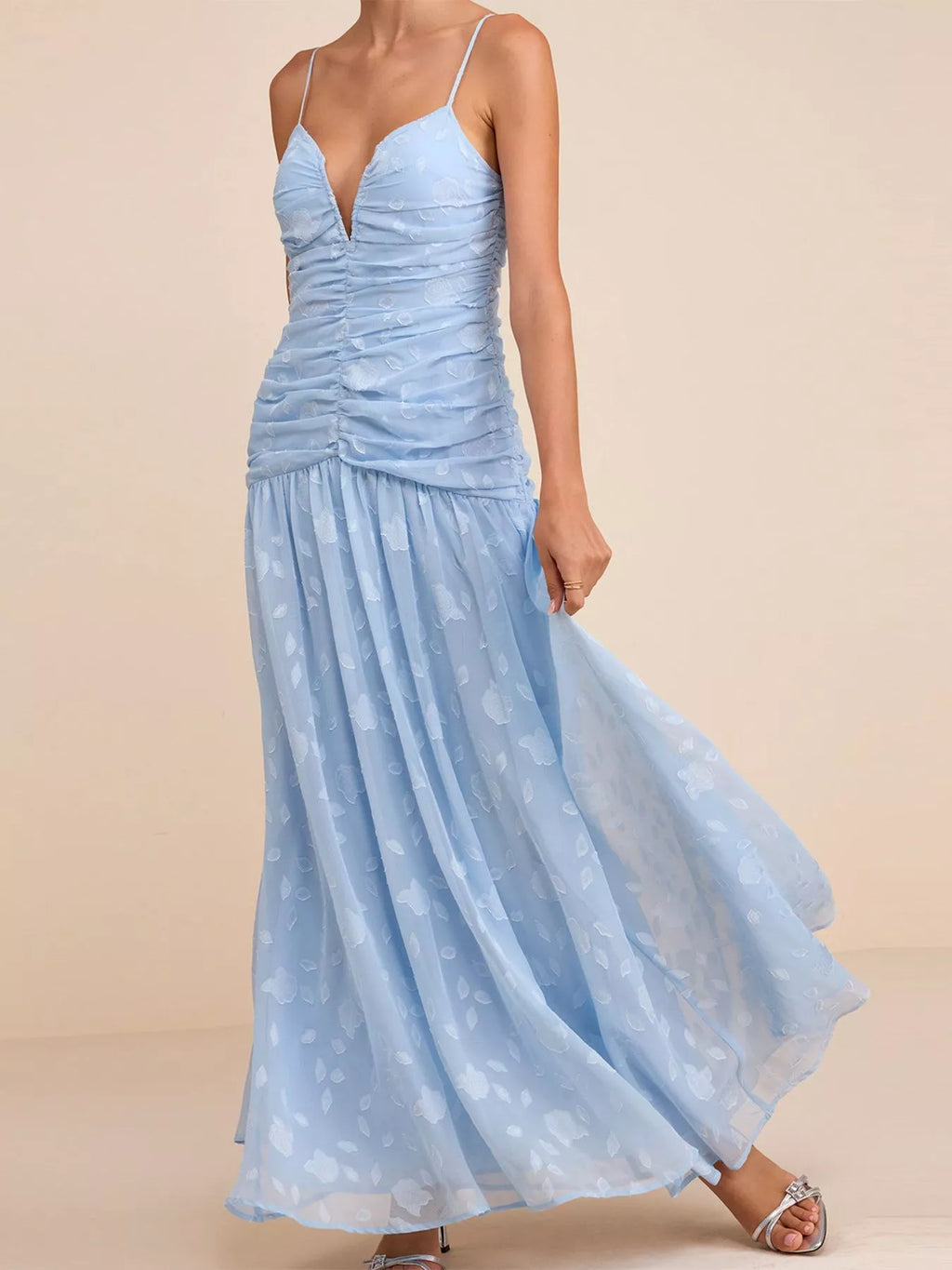 Ruched Spaghetti Strap Maxi Dress - Lilixa.store