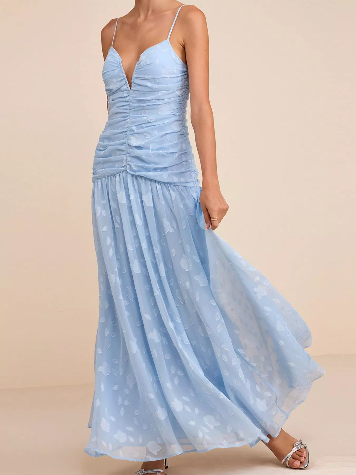 Ruched Spaghetti Strap Maxi Dress - Lilixa.store