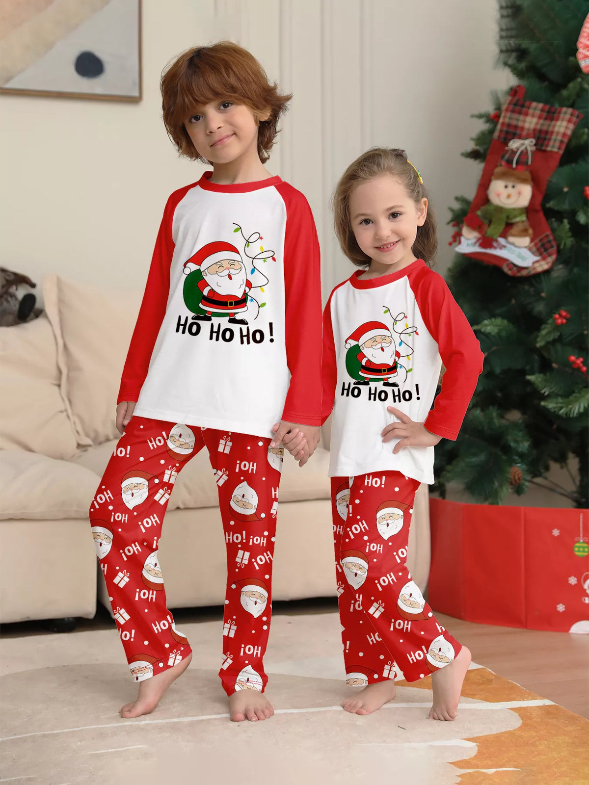 Full Size Matching Family Christmas Santa Claus Pajamas Set Plus Size