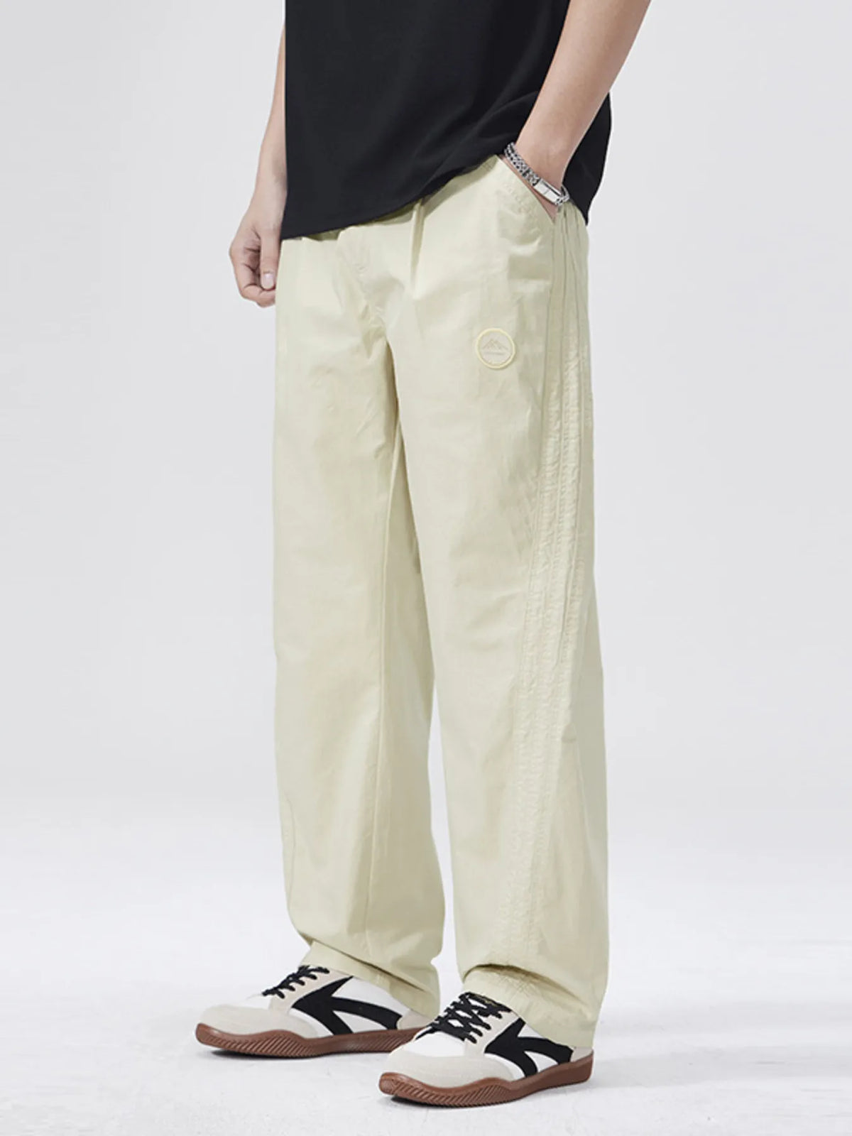 Men's Full Size Wide Leg Casual Pants Plus Size in Apricot