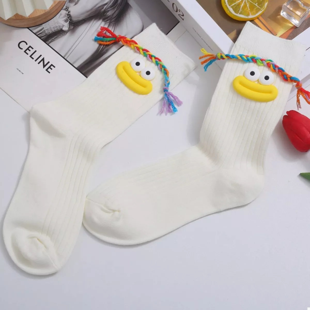 Cartoon Ribbed Knit Crew Socks - Lilixa.store