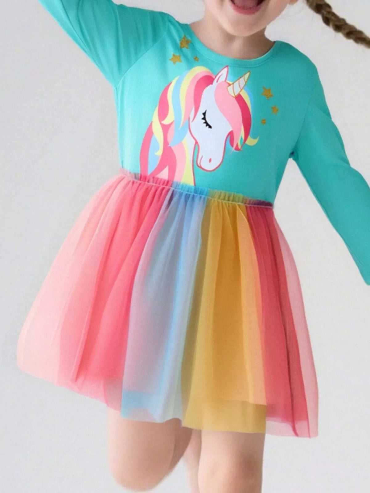 Children's Unicorn Rainbow Tulle Dress - Lilixa.store