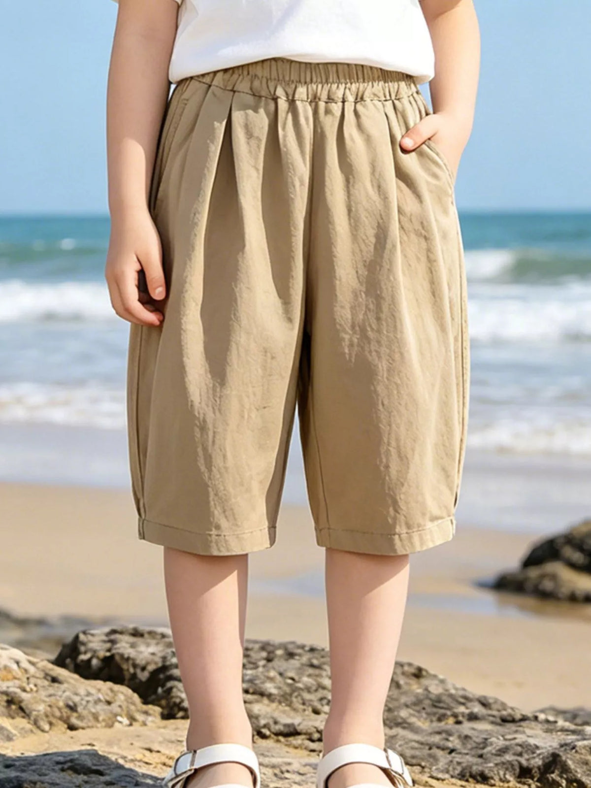 Children's Casual Elastic Waist Capris - Lilixa.store