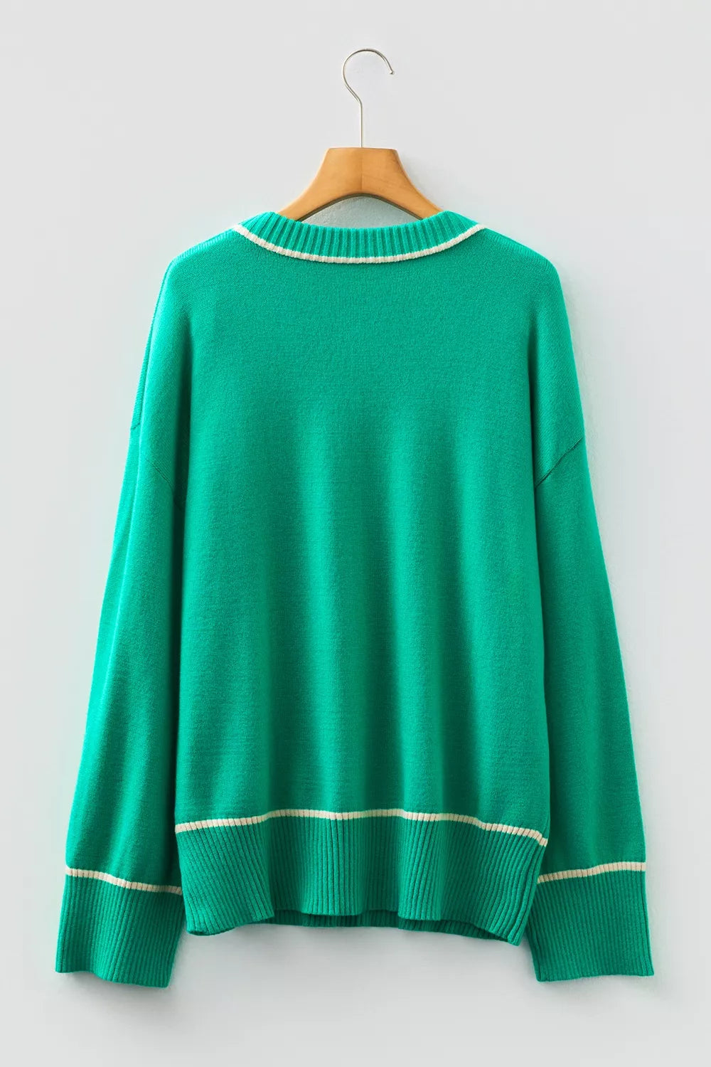 Contrast Detail Drop Shoulder Baggy Sweater