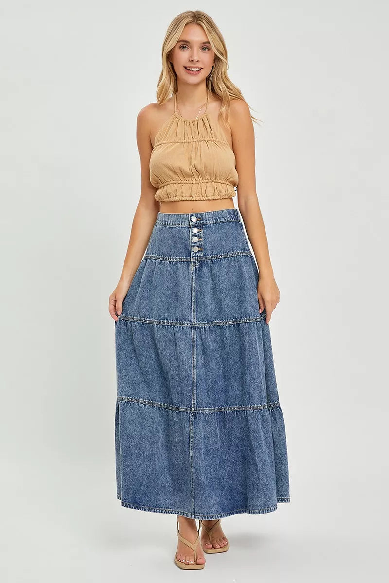 RISEN High Rise Ruffle Long Skirts - Lilixa.store