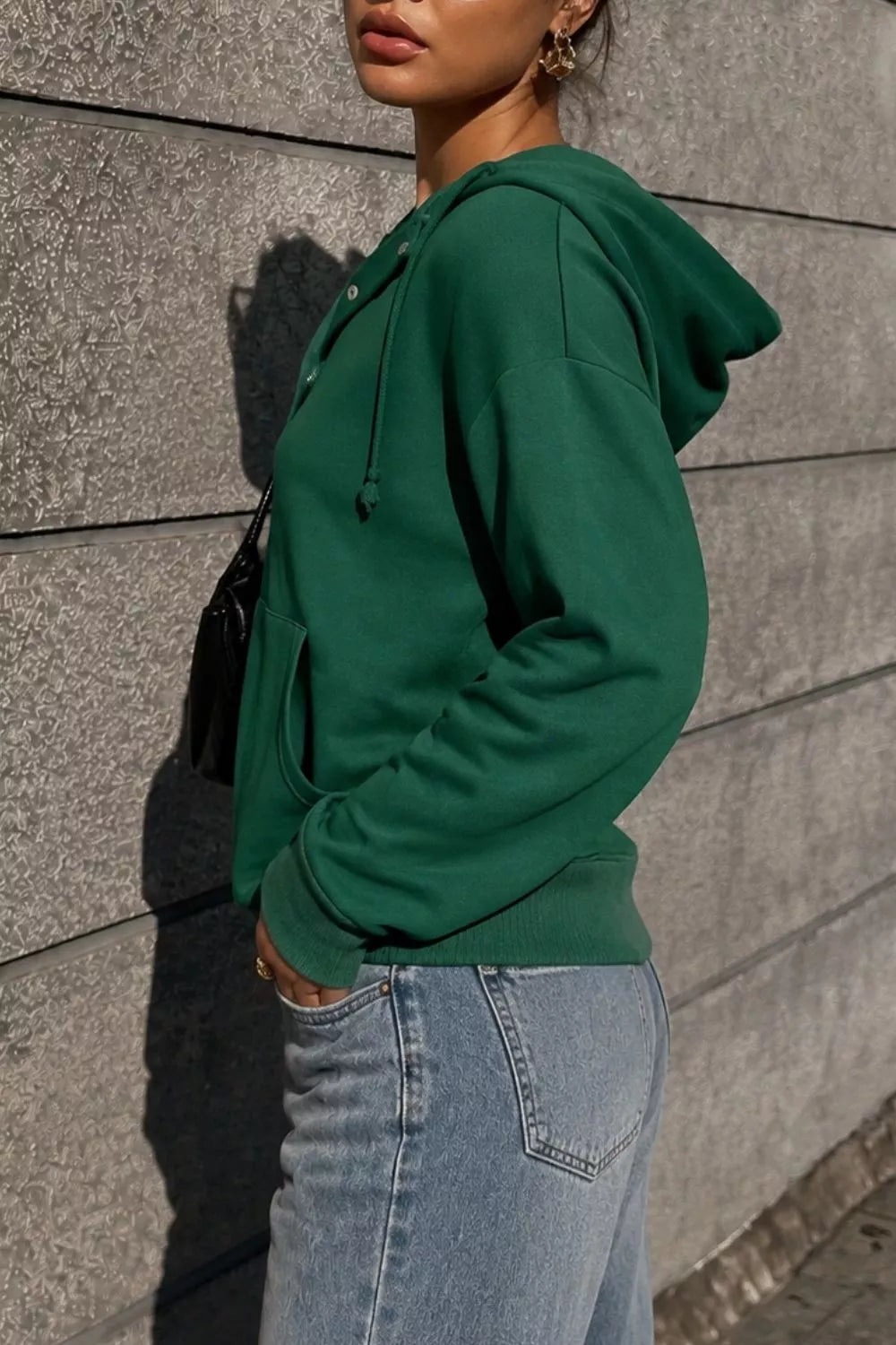 Half Snap Kangaroo Pocket Hoodie