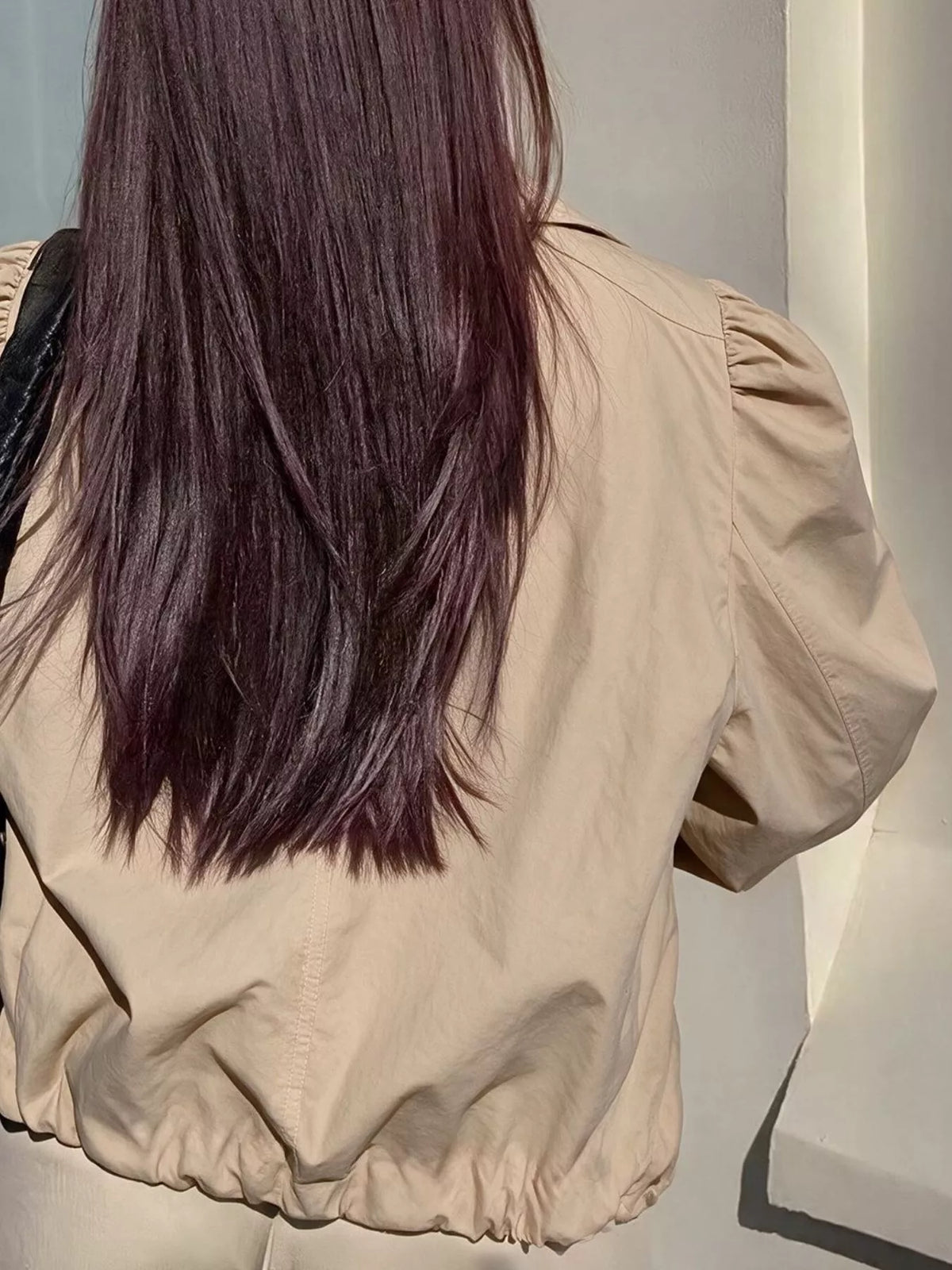 Button-Down Puff-Sleeve Jacket