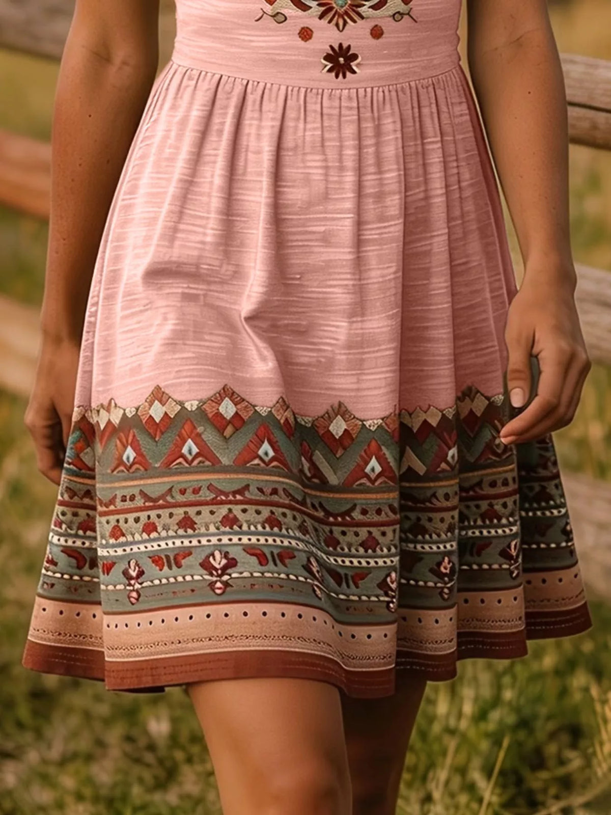 Tribal Print Sleeveless A-Line Summer Dress - Lilixa.store