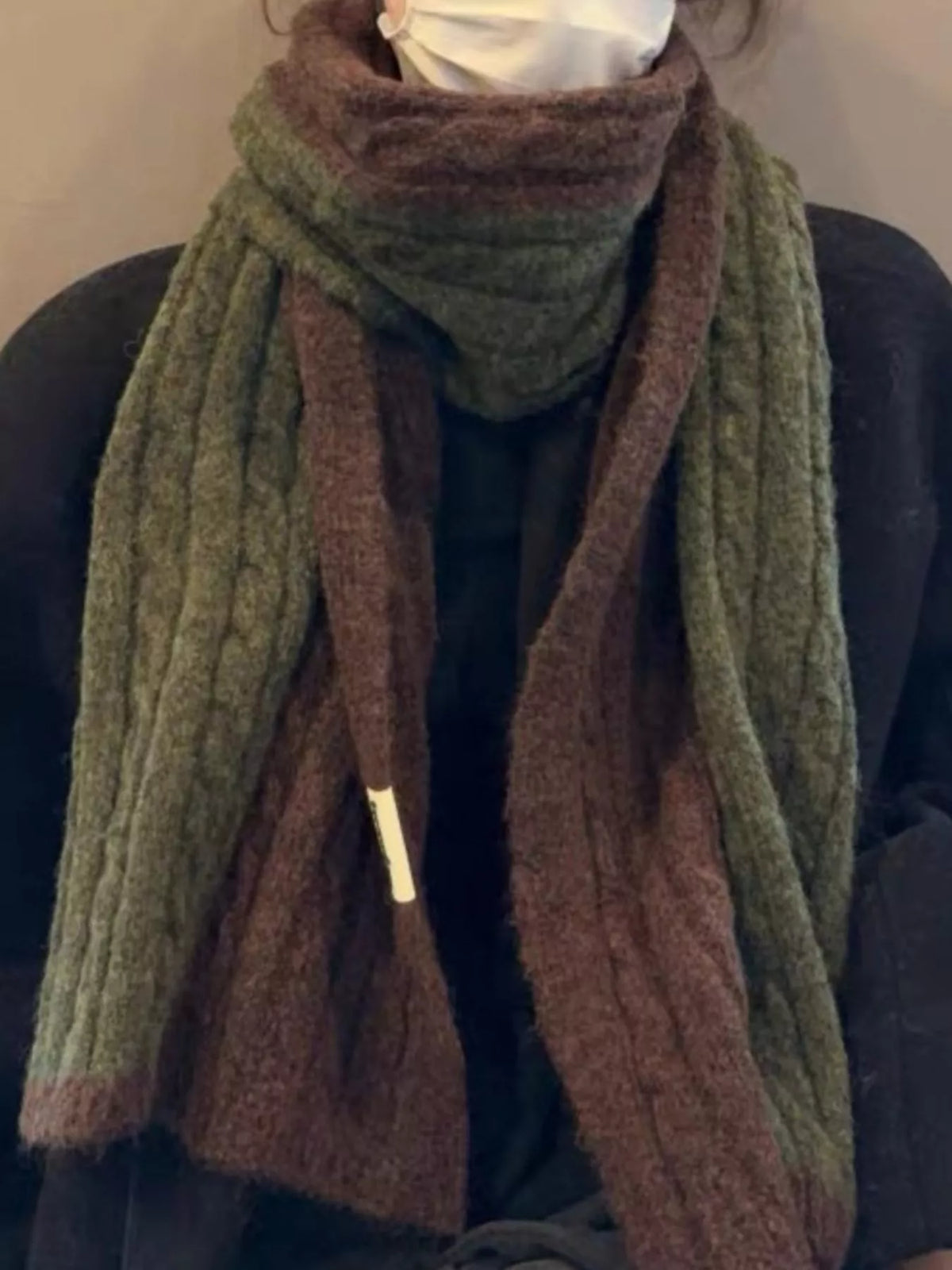 Two Tone Cable knit Warm Scarf - Lilixa.store