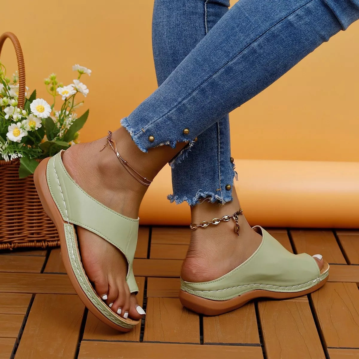 Toe Post Wedge Sandals - Lilixa.store