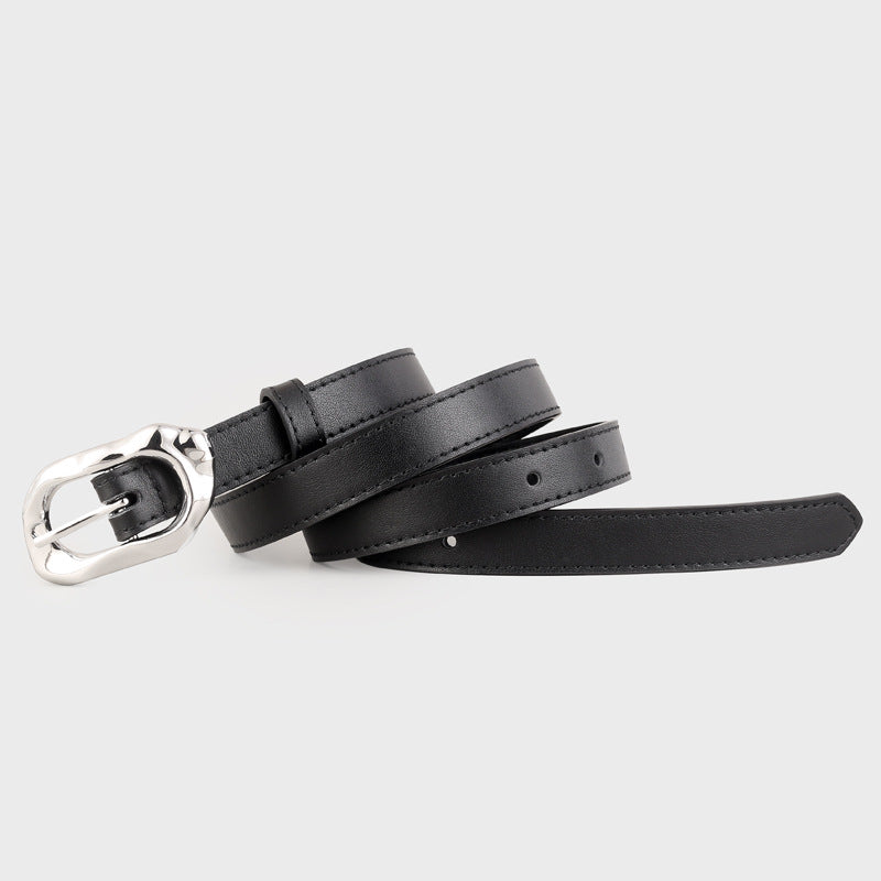 Leather Belt with Silver Buckle - Lilixa.store