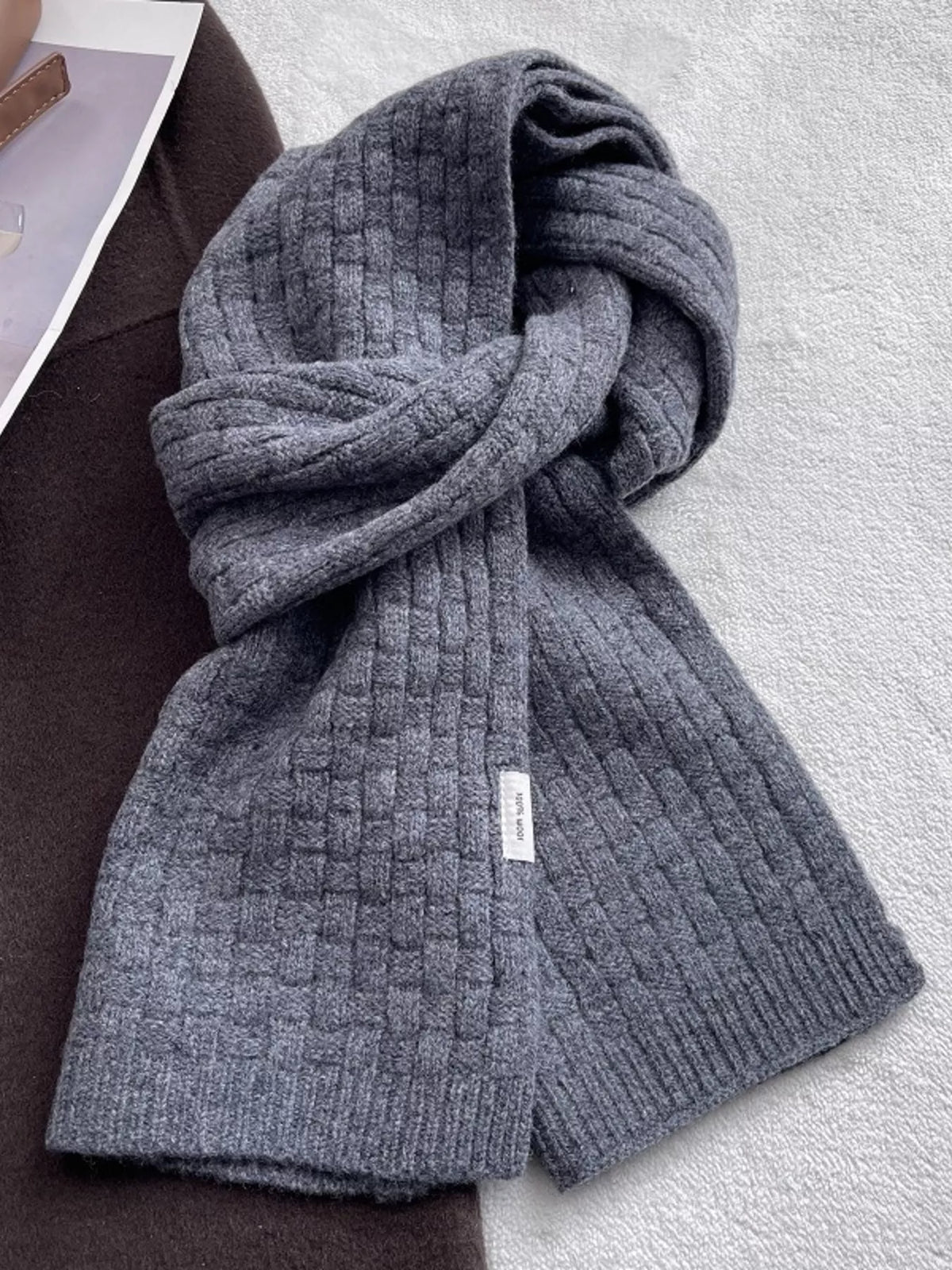 Wool Woven Pattern Knitted Scarf - Lilixa.store