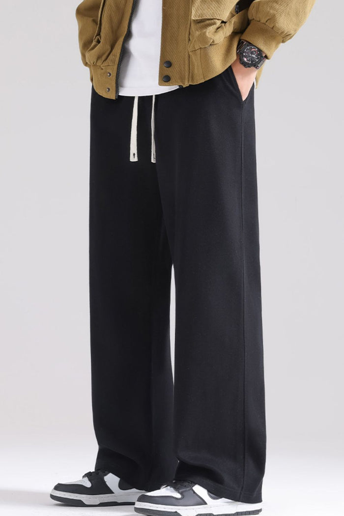 Men's Plus Size Relaxed Fit Drawstring Pants in Black
