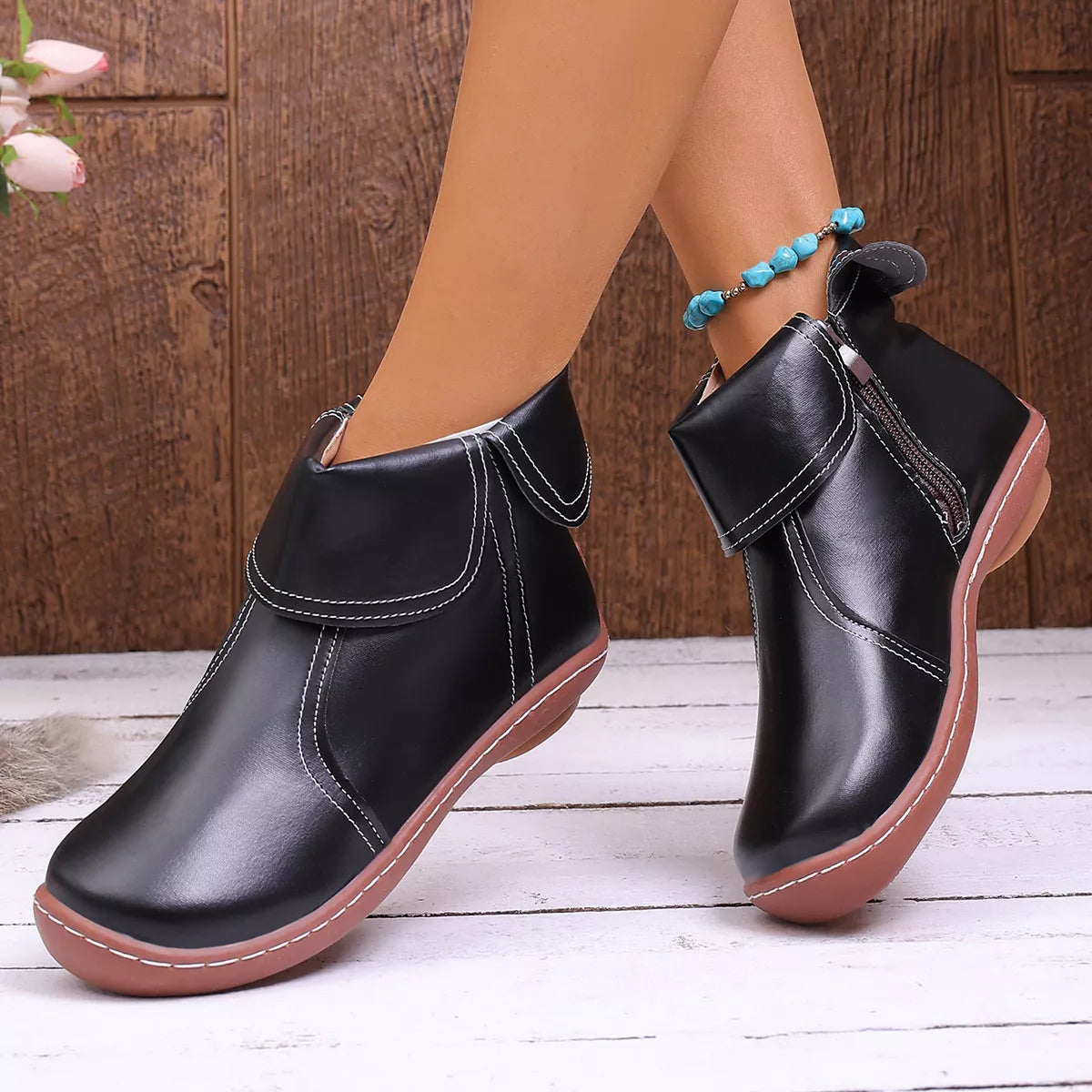 Round Toe Side Zipper Boots - Lilixa.store
