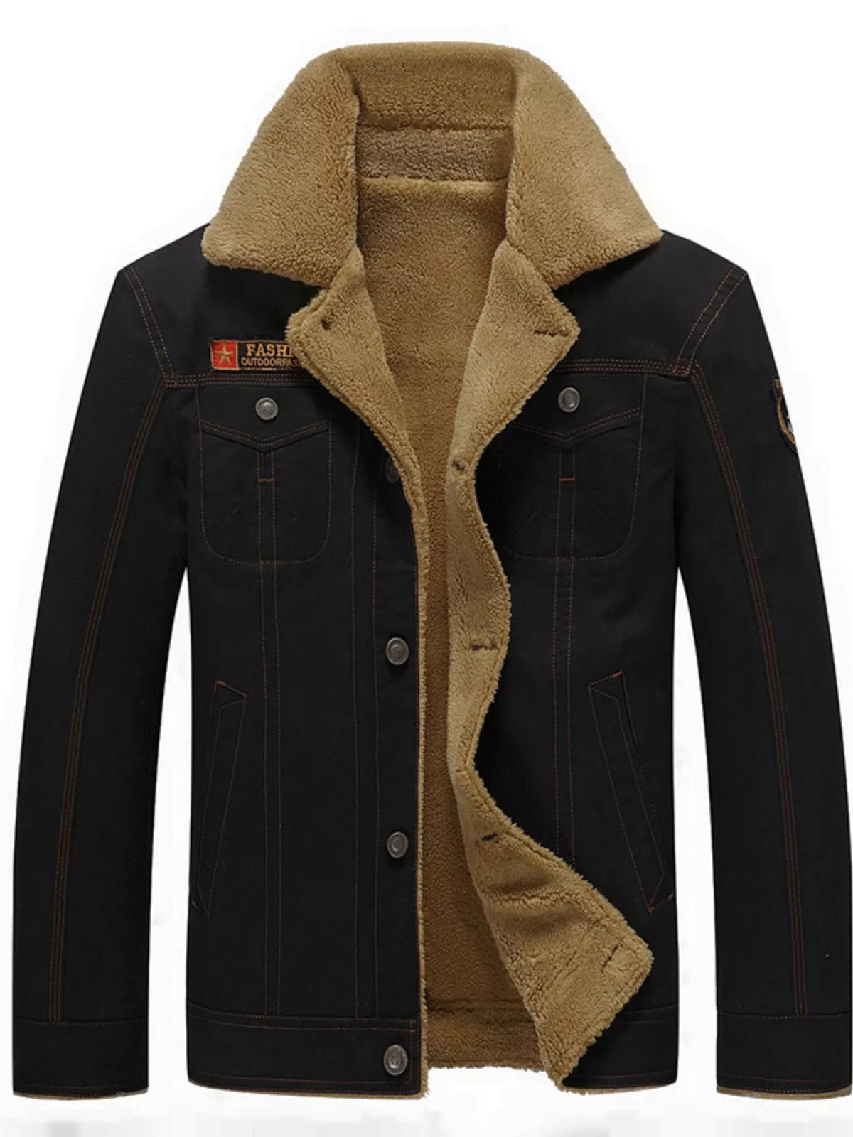 Men's Plus Size Button Up Fleece Lined Jacket - Lilixa.store