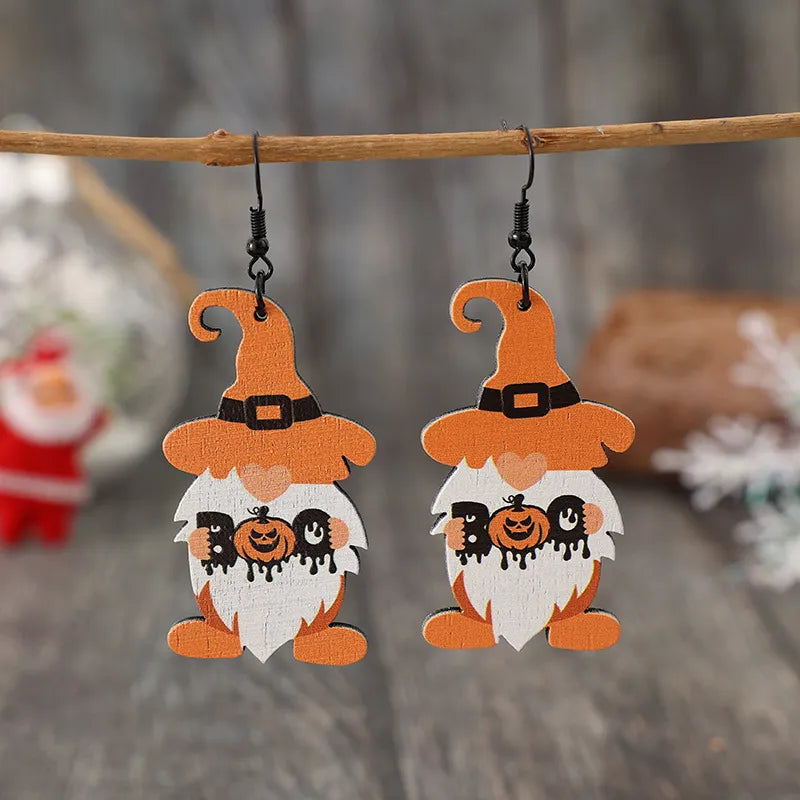 Wooden Dwarfs Pumpkin Dangle Earrings - Lilixa.store