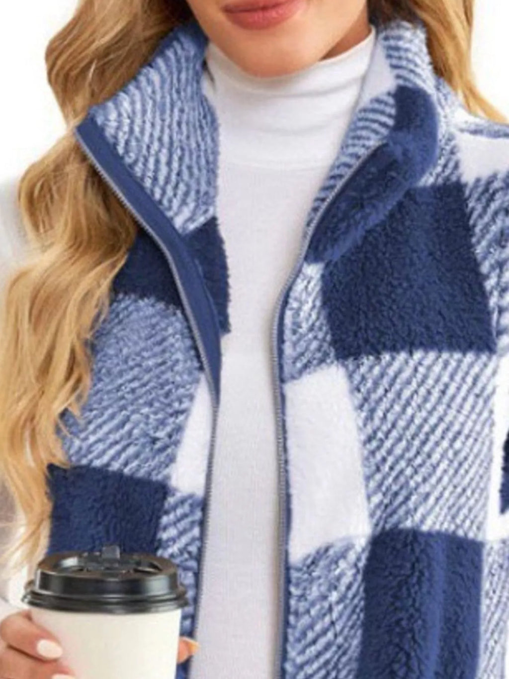 Full Size Color Block Zip Up Vest Coat Plus Size - Lilixa.store
