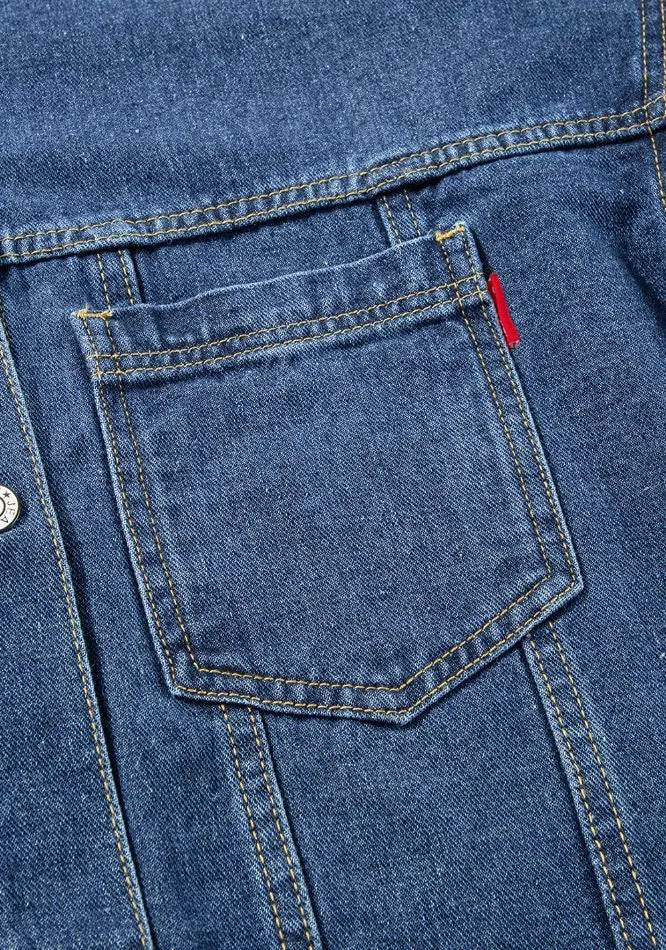 Pocketed Button Up Denim Jacket in Light Blue, view 22