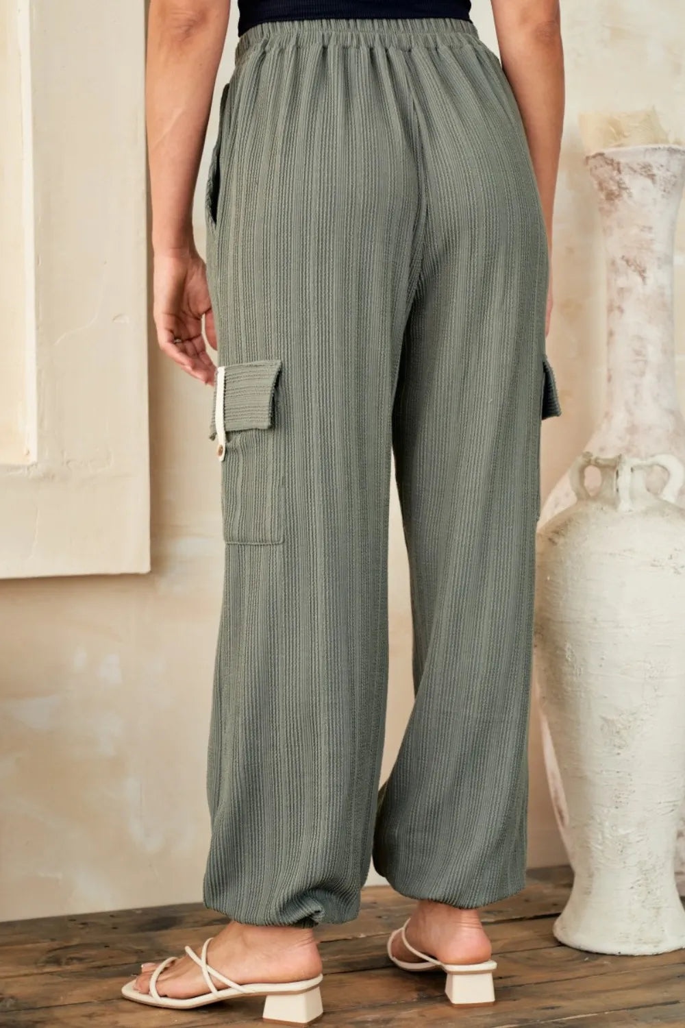 Hailey & Co Textured Rib Cargo Pants - Lilixa.store