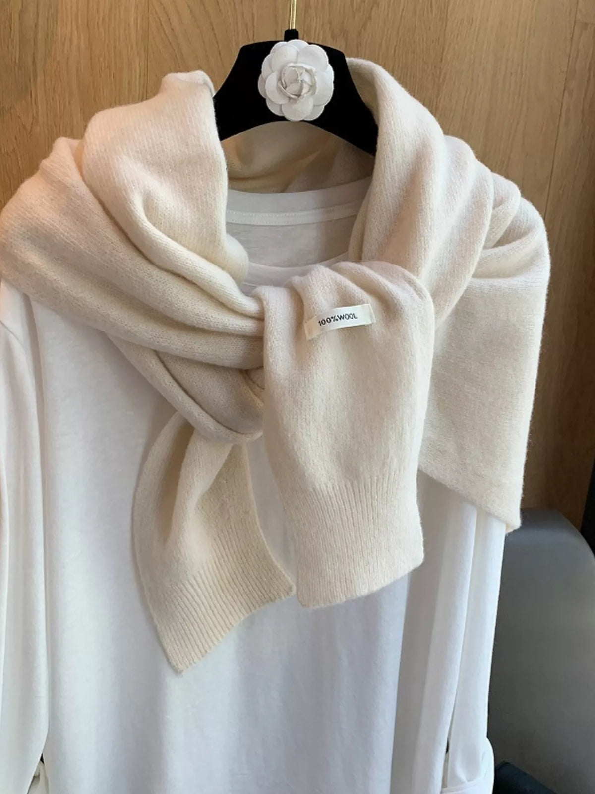 Wool Knitted Asymmetrical Shawl - Lilixa.store