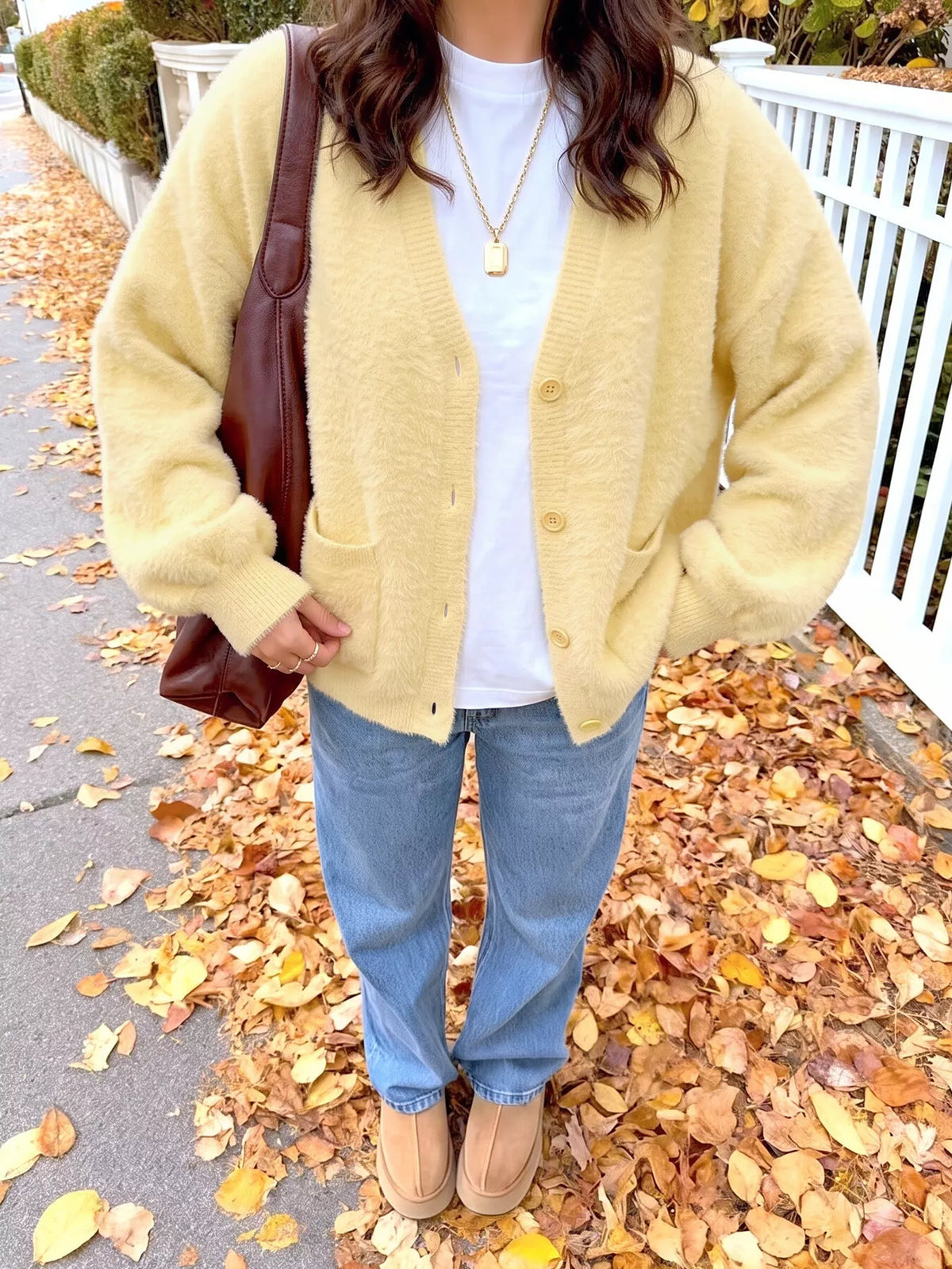 Button Up V-Neck Cardigan - Lilixa.store