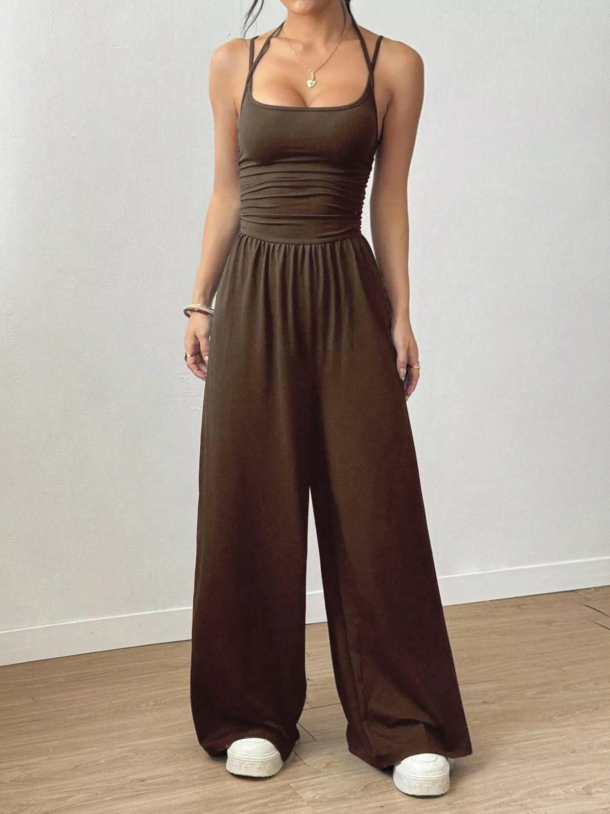 Spaghetti Strap Wide Leg Jumpsuit - Lilixa.store