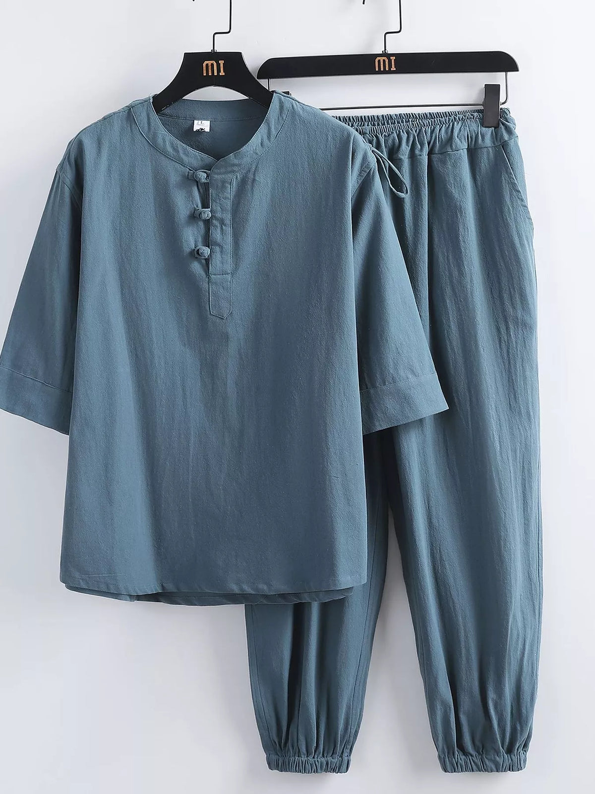 Men's Plus Size 3/4 Sleeve Top and Pants Set - Lilixa.store