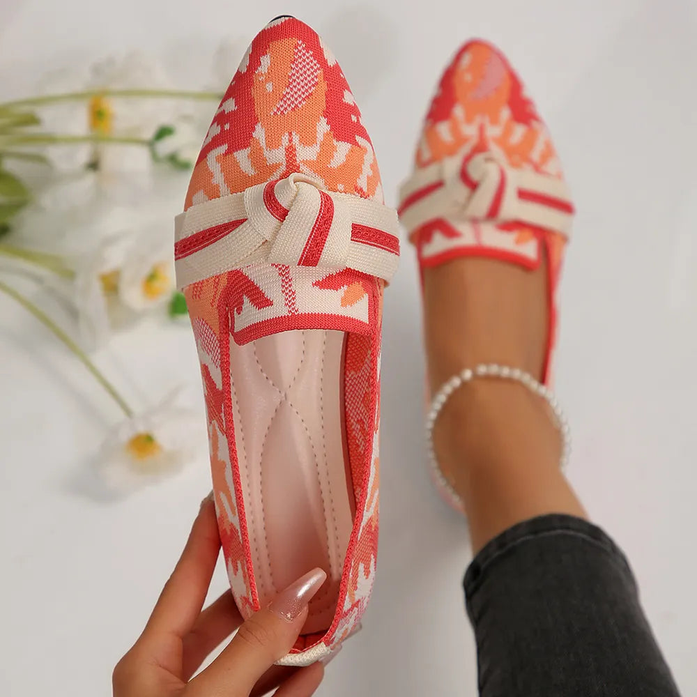 Mesh Point Toe Flat Slip-Ons in Strawberry