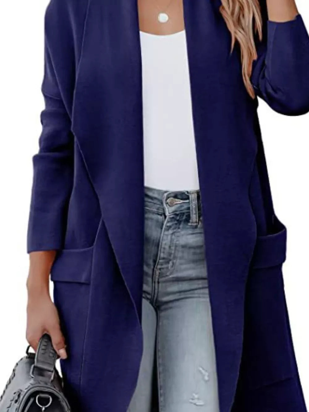 Open Front Dropped Shoulder Outerwear - Lilixa.store