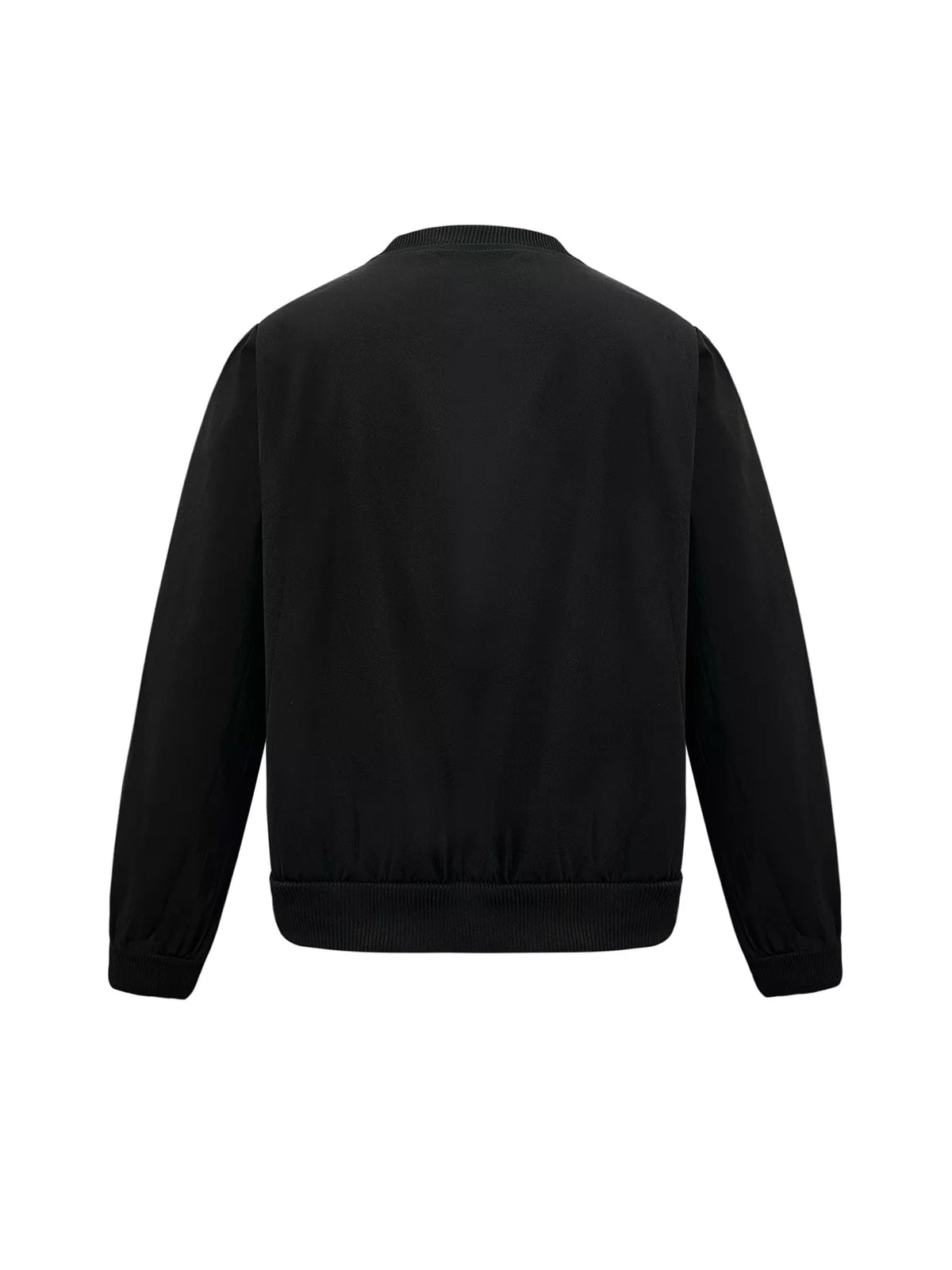 Snap Down Cropped Bomber Jacket in Black, view 5