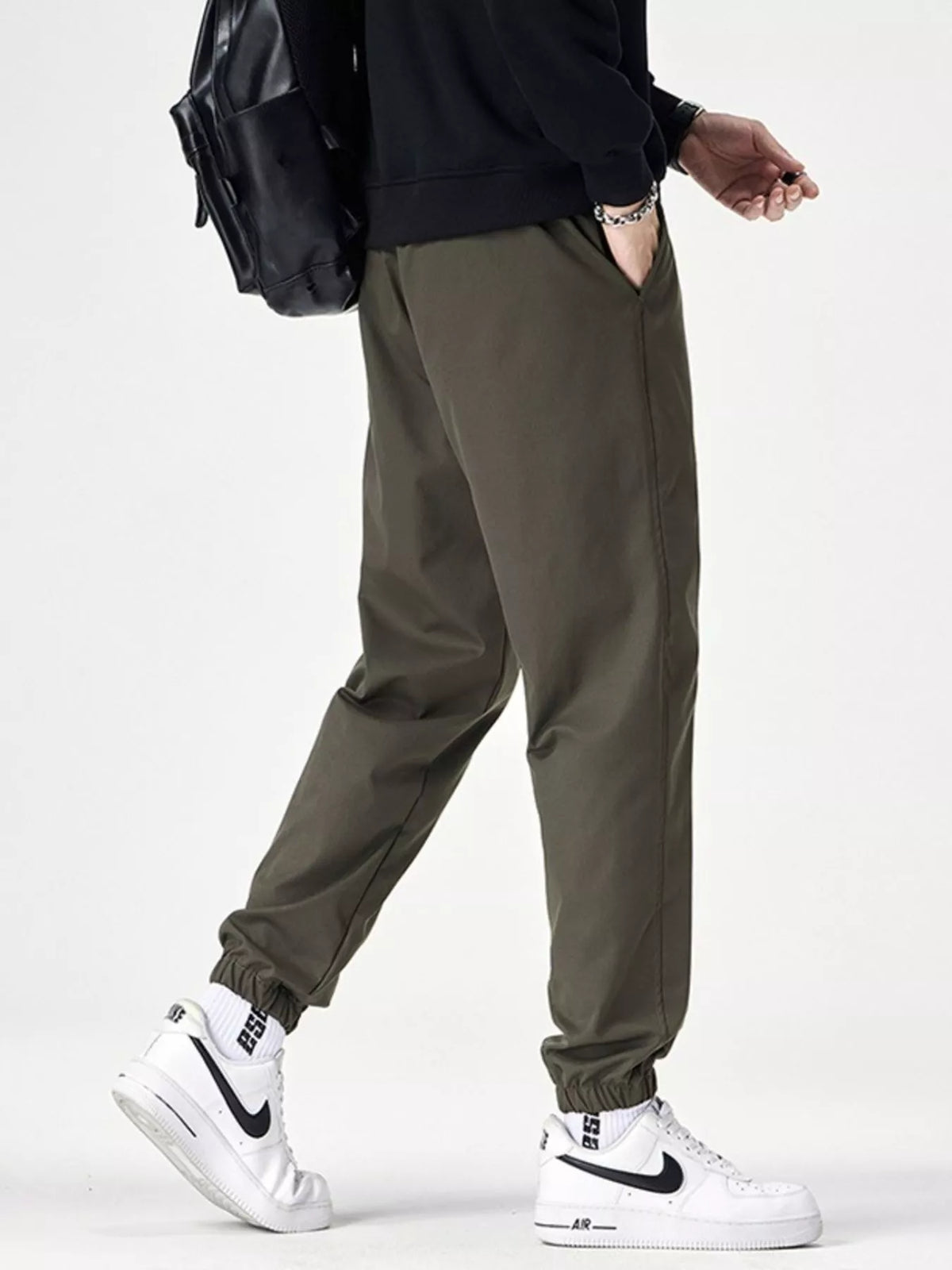 Men's Plus Size Drawstring Wide Leg Joggers, view 9
