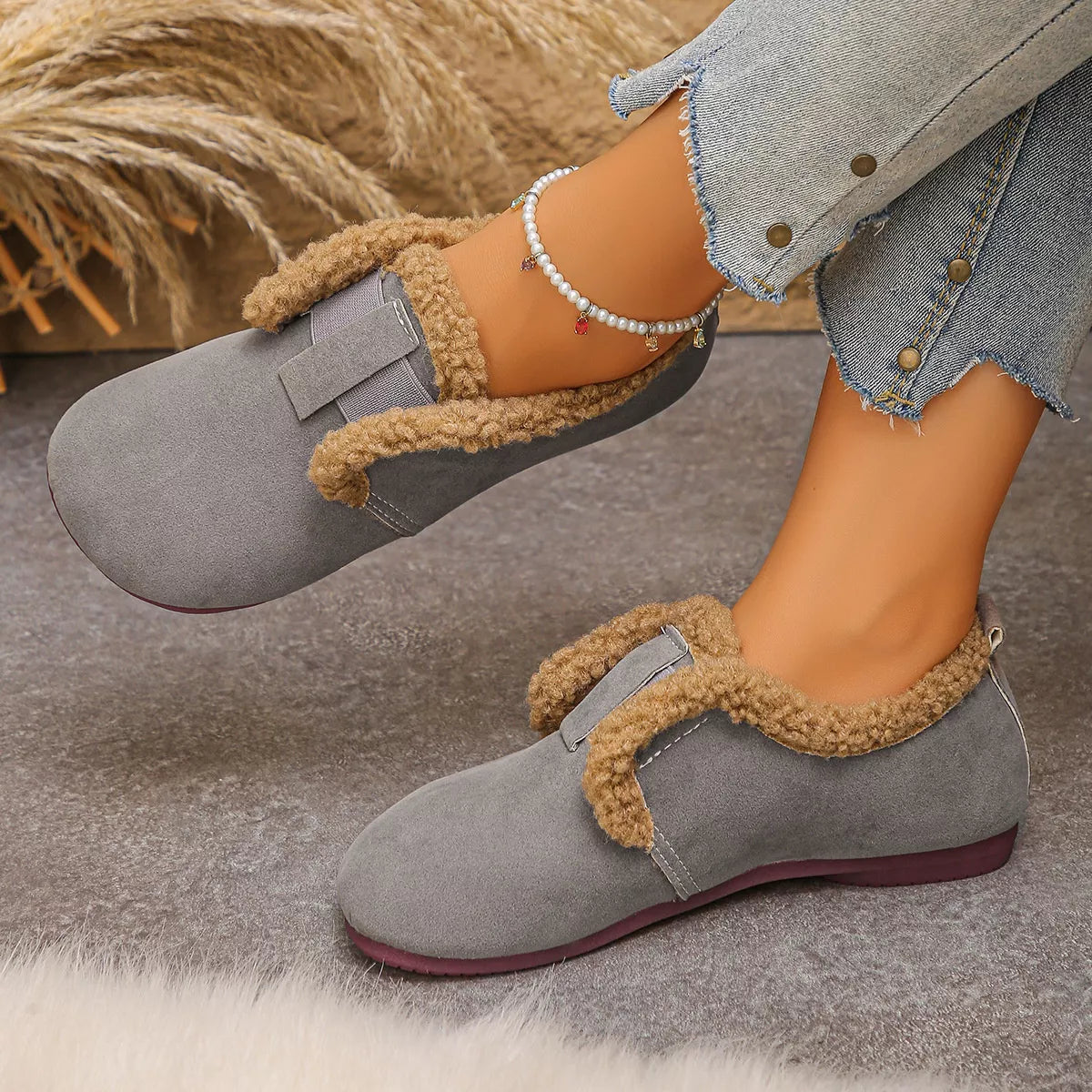 Faux Fur Lined Slip-Ons - Lilixa.store